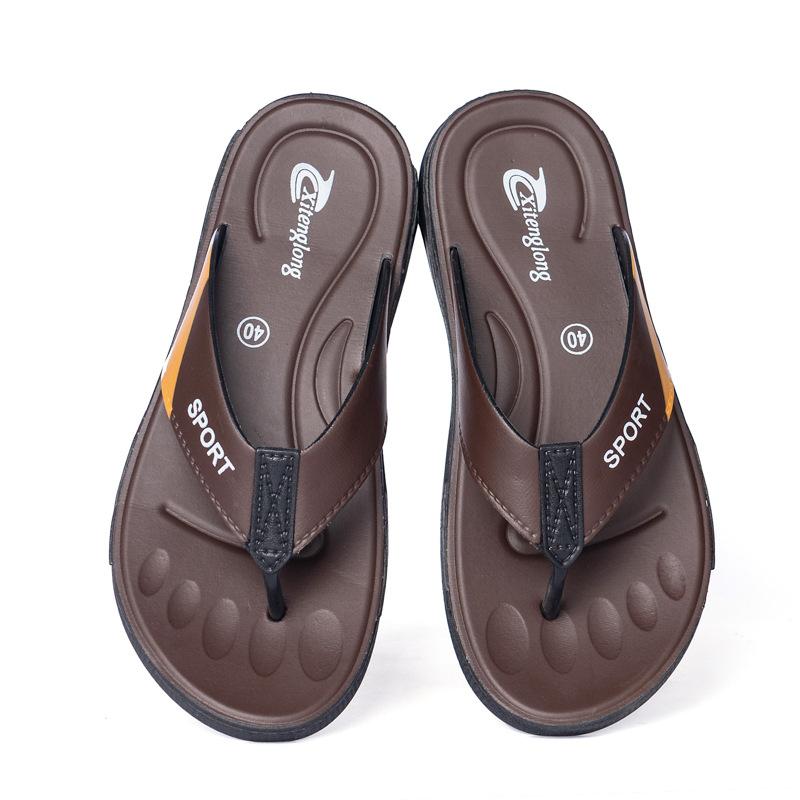 Men Slippers Summer Flip-Flops for Men Beach Slippers Brown Sandals Comfortable Shoes Non-Slip Bathroom Shoes Men Slides