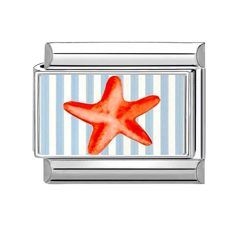 Wholesale Sweet Strawberry Flowers Star Fish Y2K Italian Charm Links 9mm Bracelets Bangle Stainless Steel DIY Making Jewelry