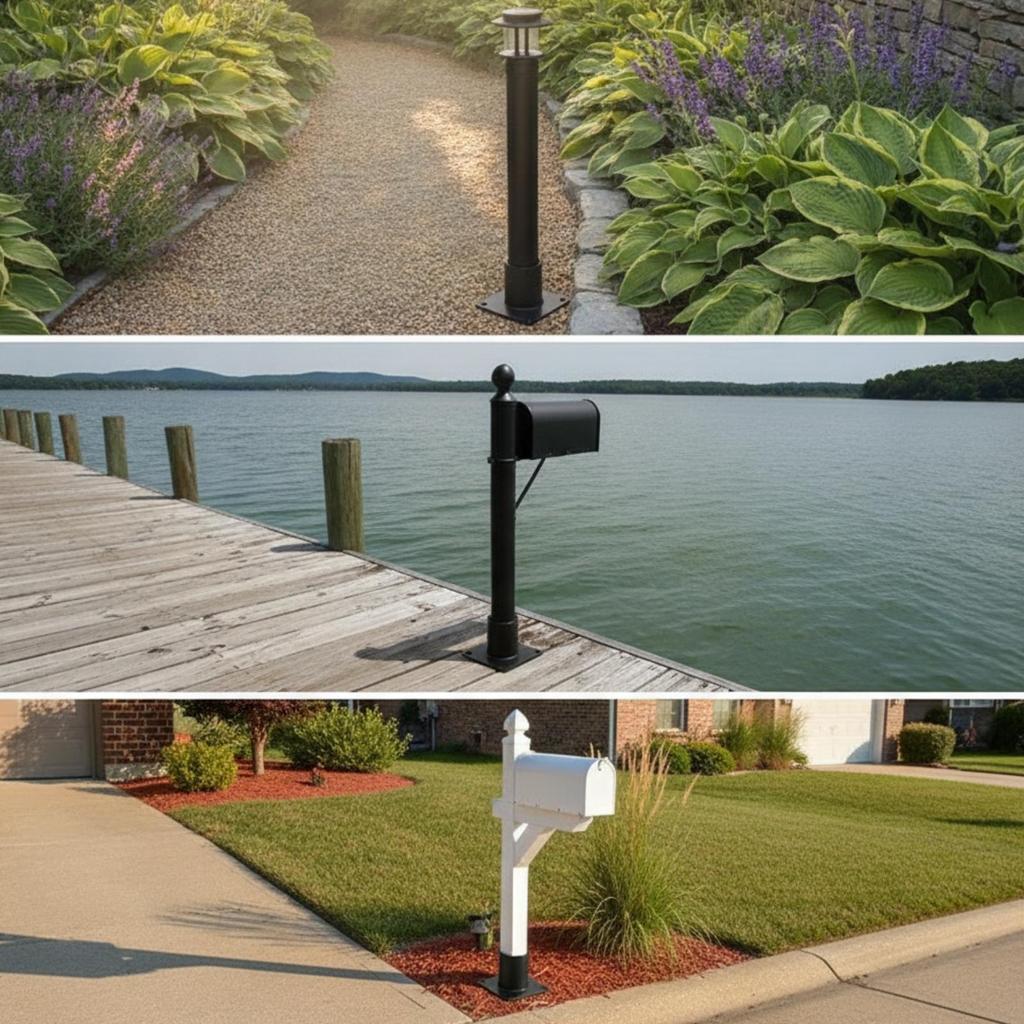 Outdoor PostMounted Fixture Base Adapter Heavy Duty Pier Mounting with Hardware
