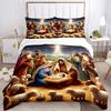 3pcs Christmas Nativity Scene Bedding Set - Includes One Quilt Cover and Two Pillowcases (No Core) - Festive Decoration for Bedroom and Guest Room, An