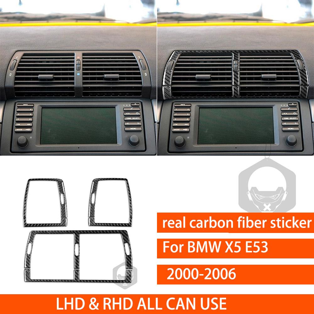 For BMW X5 E53 2000-2006 Center Dashboard Full Set Kit Trim Cover Tuning Real Carbon Fiber Sticker Car Interior Accessories