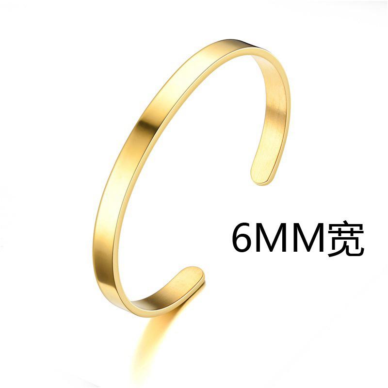 Simple Style 4mm/6mm/8mm Stainless Steel Open Bangle Unisex Unfading Not Allergic 3 Colors Charm Bracelet Leisure Pulseira Joias
