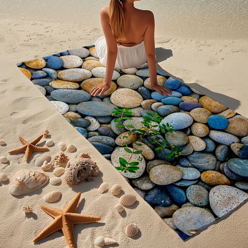 Heart-shaped Stone On Pebbles. Beach Towel, Super Soft Microfiber, Gift for Her/Him, Birthday, for Pool, Beach, Travel, Home Decor Fan gifts