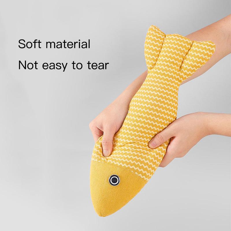 Fish Shaped Cat Toy Linen Material Contains Catnip Chew Toy  Cat Supplies