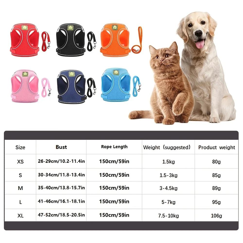 Reflective Pet Harness And Leash Set for Dogs And Cats No Pull Vest Harness with Breathable Mesh Comfort for Small Medium Large