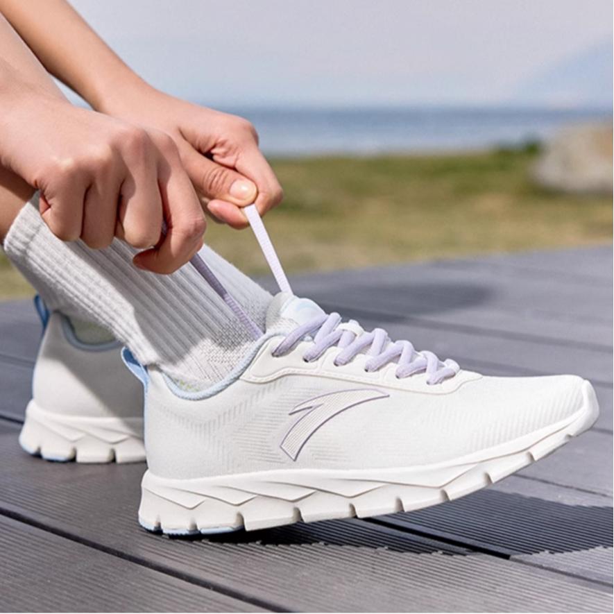 New Anta Durable Breathable Low Top Running Shoes Women's White Purple Blue 922425529-2
