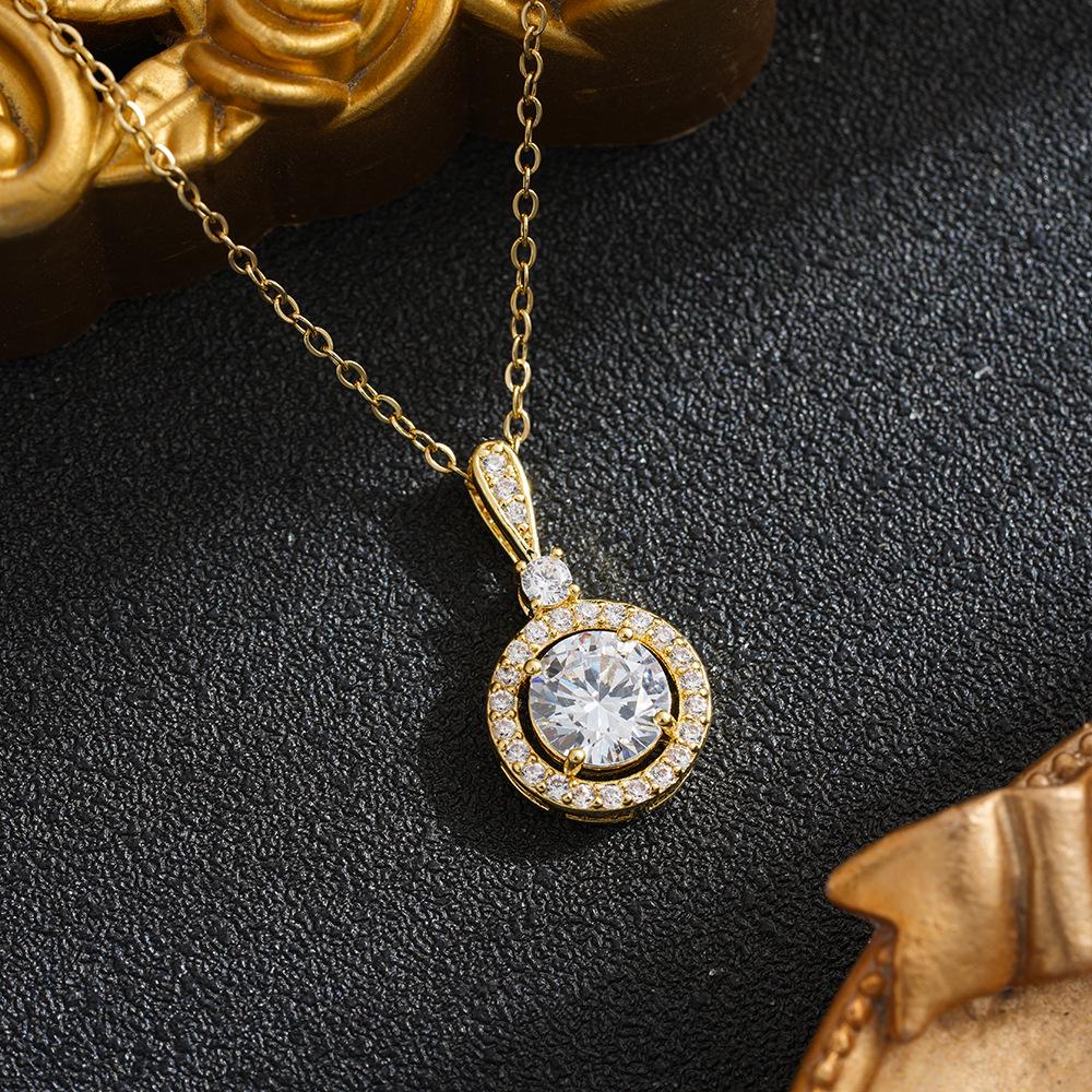 Women's Sunflower Zircon Pendant Necklace - Titanium Steel, Trendy New Design