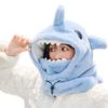 Women Winter Hat Full Protection Cartoon Shark Shape Thickened Plush Drawstring Adjustment Windproof Warm Outdoor Skiing Cap