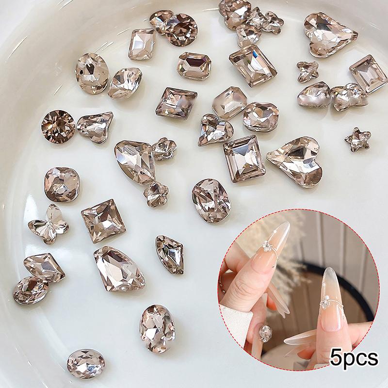 5Pcs Luxury Crystal Diamonds Pile Drills Nail Art Rhinestone 3D Diy Stacked Drill Jewelry Charms Manicure Decoration Accessorie