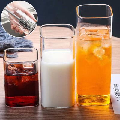 Négyzet alakú üvegpohár, hőálló, átlátszó vizespohár, nagy kapacitású tej, gyümölcslé, tea, ital, csészék, kávésbögrék, otthoni italok