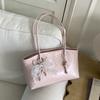 Korean Style Polka Dot Shoulder Bag For Women Elegant Underarm Bag With Pearl Bow Decor Large Capacity Daily Commuter Handbag