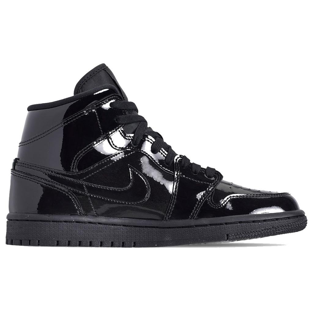 New JORDAN 1 Mid Se Triple Black Patent Women's BQ6472-002