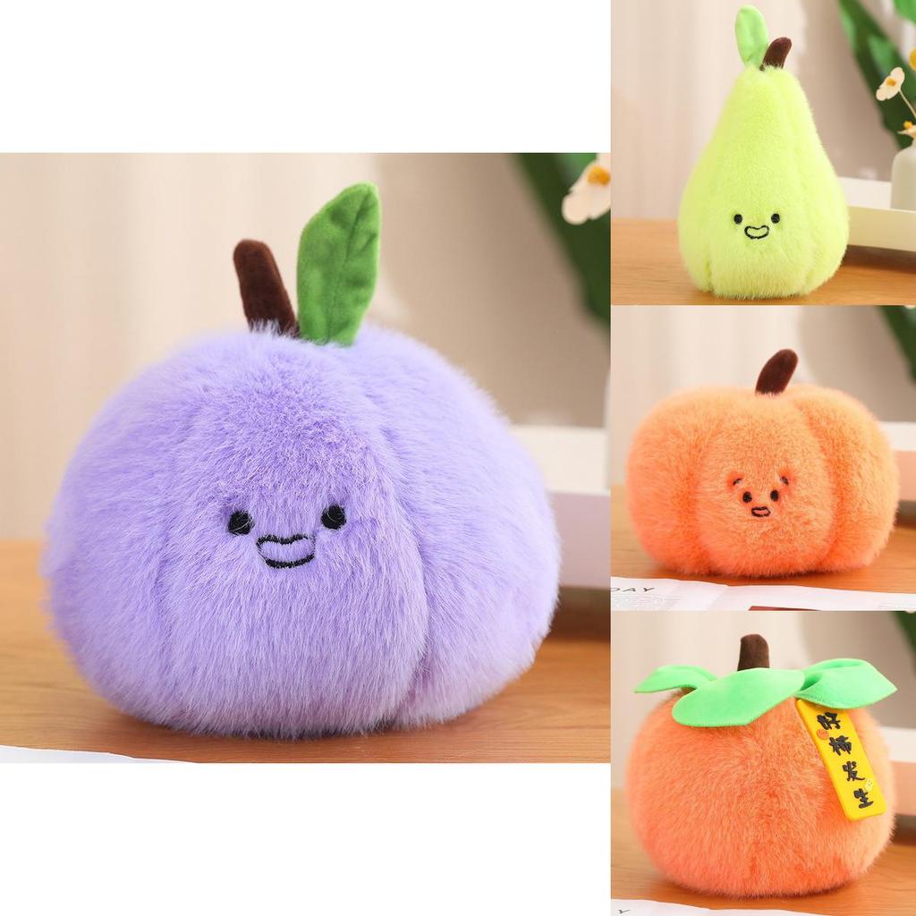 Adorable Cartoon Plush Fruit Series Stuffed Toys Featuring Persimmon Duck Pear Pumpkin And Blueberry For Home Decor