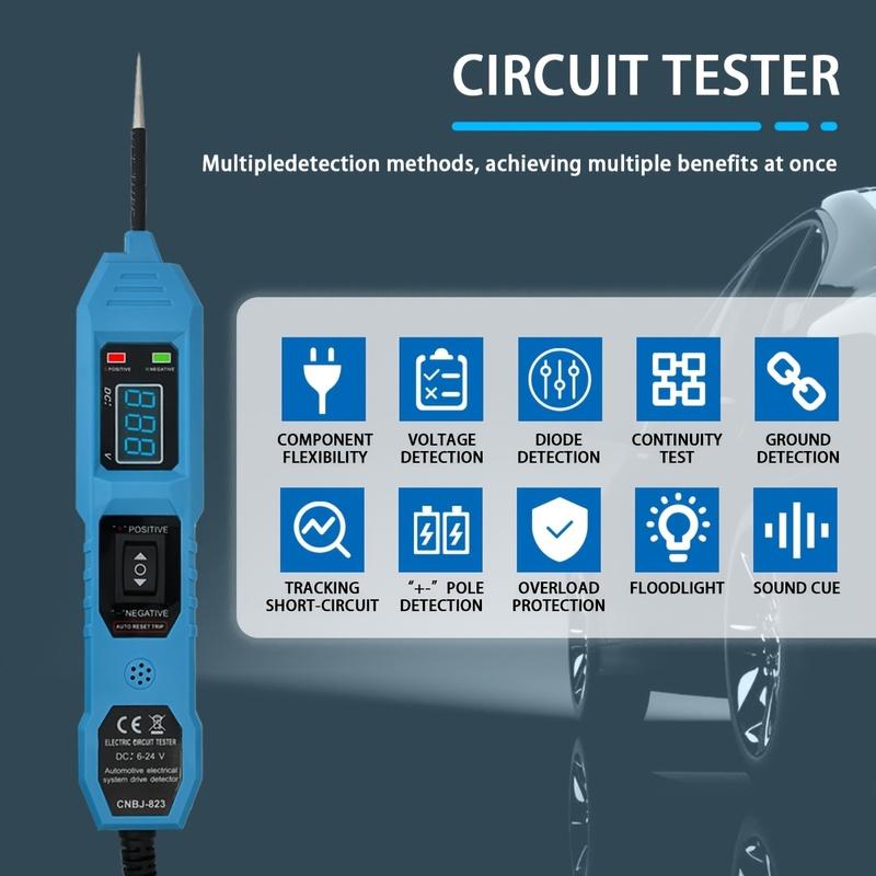 Smart Car Circuit Tester with Led Voltage Display, USB Powered, Compatible with 3.5-36V Dc Automotive Electrical Systems, Digital Multimeter Probe
