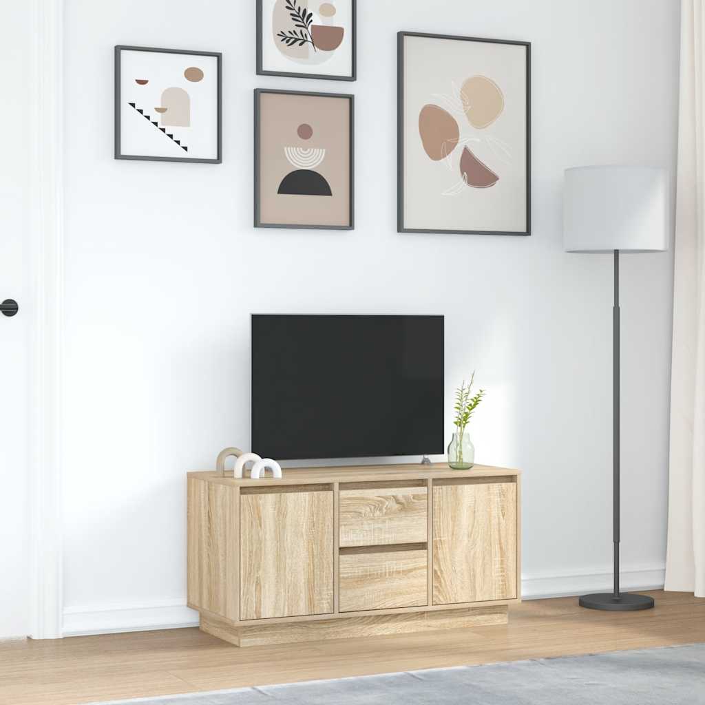 TV Stand with LED Lights Sonoma Oak 100 x 41 x 50 cm