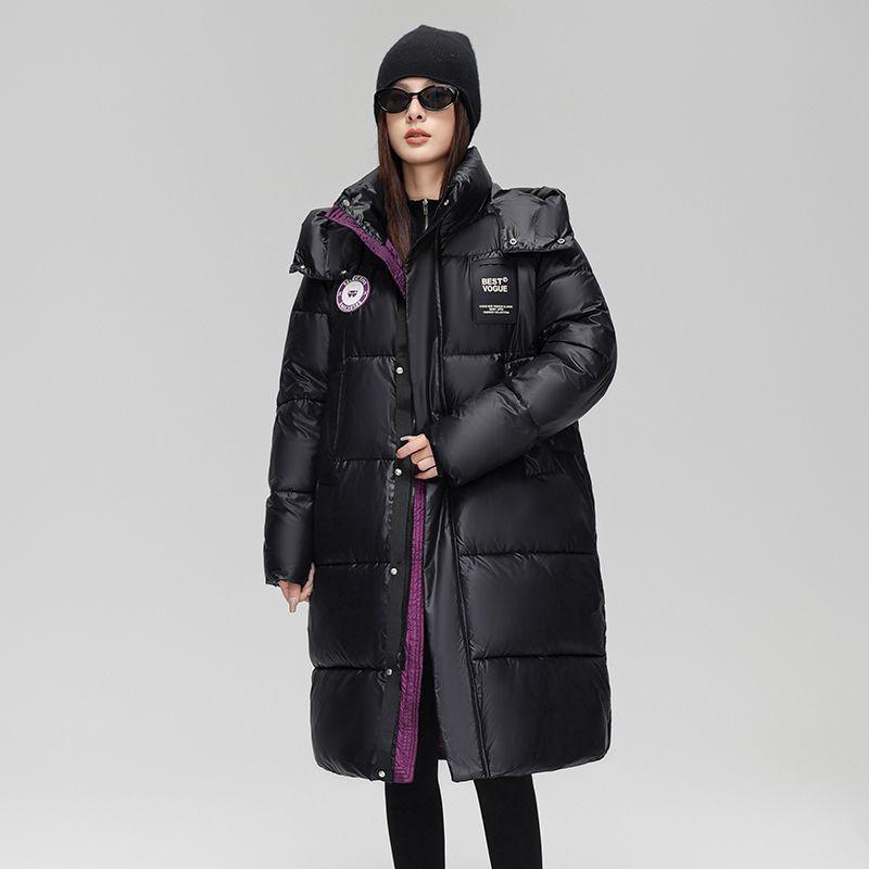 

Women s Hooded Padded Jacket Winter Thick Warm Mid-length Cotton Jacket Slim-fit Windproof Padded Coat M