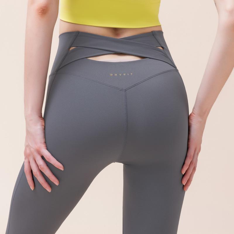 

Женские брюки для йоги с высокой талией Nude Feeling - Перекрещенная спина, Подтягивающие бедра, Эластичные, Быстросохнущая фитнес-одежда Medium