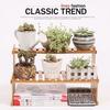 A47 2 Tier Bamboo Plant Stand Holder for Succulents/Office/Living Room/Balcony Plant Pot Display Rack Shelf