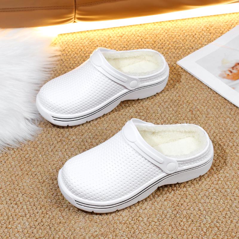 

2025 Зимние Теплые Бархатные Тапочки для Пары - Домашние и Уличные Большого Размера 39 белый