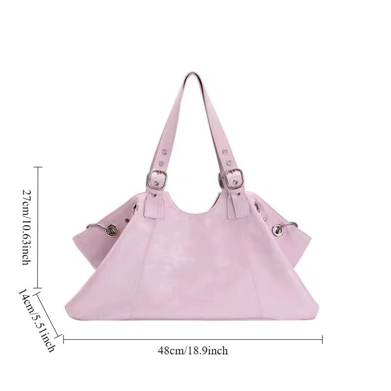 

Y2K Cool Girl Motorcycle Bag For Women High-end Sense Korean Large Capacity Tote Bag Fashion Travel Shoulder Bag 48x27cm розовый
