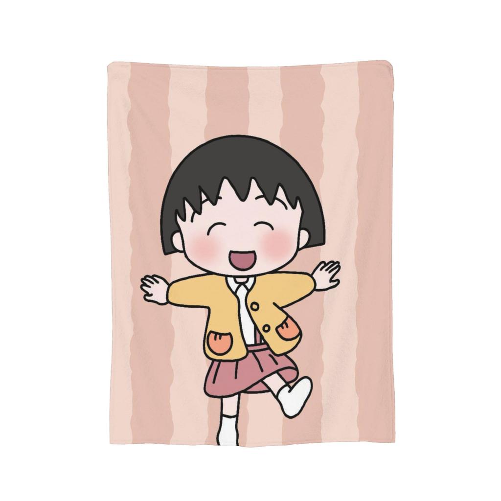 Anime Chibi Maruko Chan Blankets Flannel Spring Autumn Breathable Lightweight Throw Blankets for Sofa Travel Bedspreads