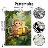 Framed Pearl Painting Kit Cute Monkey Eating Banana DIY 3D Bead Canvas Art Creative Leisure Craft Home Decoration Wall Hanging Hobby Gift