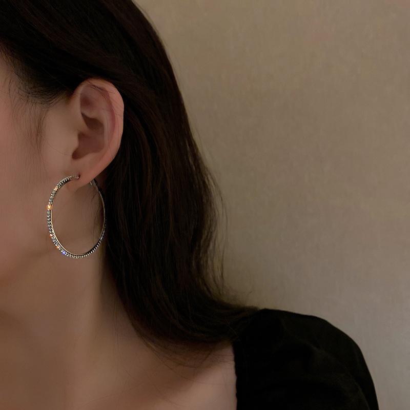 Silver Needle Diamond Earrings Simple Internet Celebrity Earrings Personalized Geometric Earrings