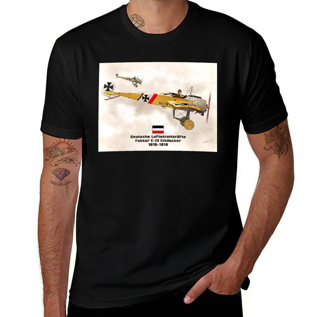 Aircraft Fokker E3 Eindecker Gerunisex Fighter Planes Tshirt Urban Casual Loose Fit Tee