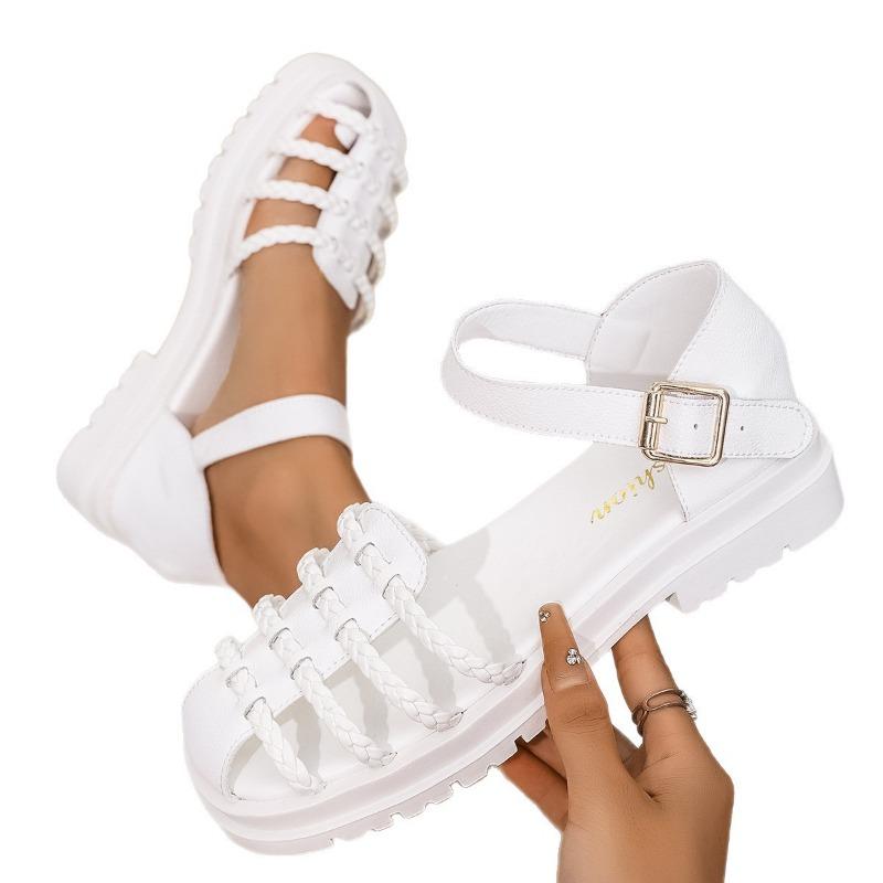 Retro woven bag head sandals women's shoes new summer seaside vacation soft-soled brown shoes