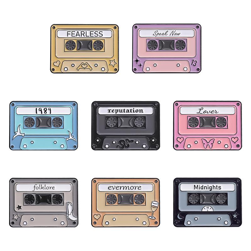 Cassette Artistic Music Brooch Geometric Cartoon Design Trendy Alloy Pin For Everyone