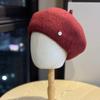 New Autumn and Winter Knitted Beret Women's Casual Literary Painter's Hat Korean Version Versatile Face Showing Little Bud Hat Trend
