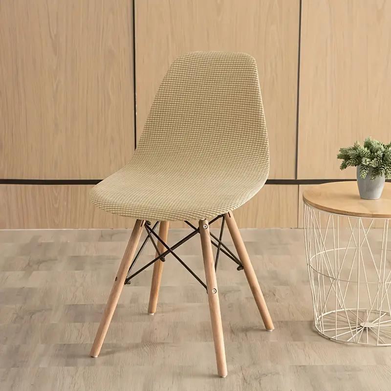 1PC Polar Fleece Shell Chair Covers Curved Dining Seat Covers Stretch Armless Chair Slipcovers for Office Hotel Party Home Decor