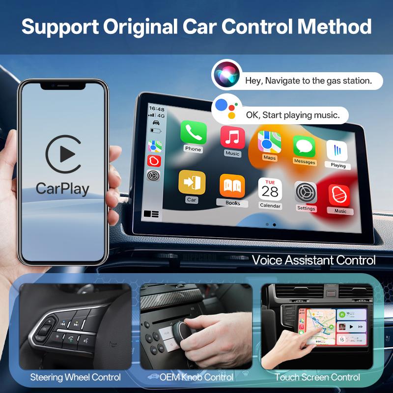 Wired To Wireless CarPlay Android Auto Adapter Dongle Plug and Play 2in1 For Toyota VW Kia