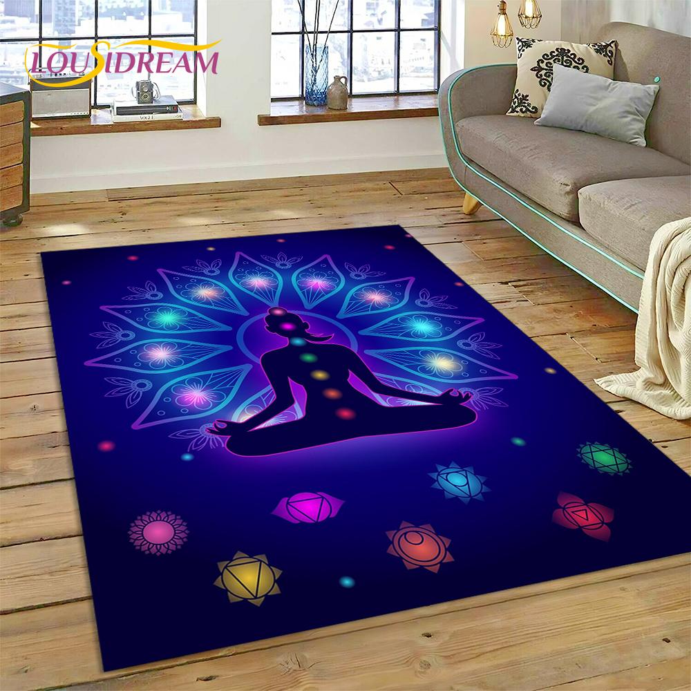 3D Yoga Meditation Rainbow 7 Chakra Rug Carpet for Living Room Bedroom Decor,floor Mat Non-slip Decoration for Sofa Doormat Gift