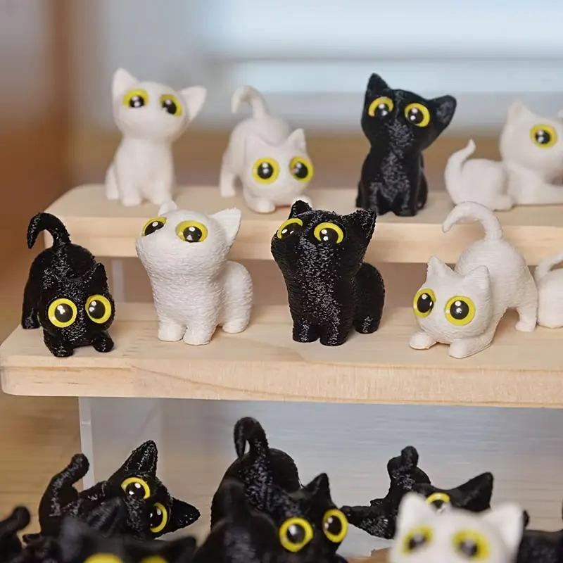 3D Printed Big-Eyed Cat Ornaments Mini Statues Miniature Cute Kitten Micro Landscape Crafts Small Ornaments Desktop Decoration