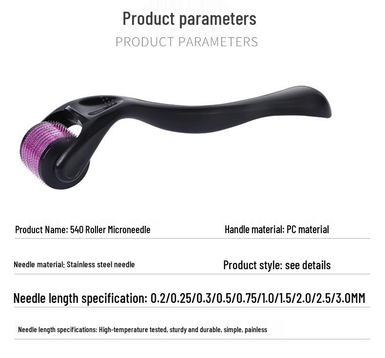 540 Stainless Steel Titanium Microneedle Facial Roller for Home & Salon Use