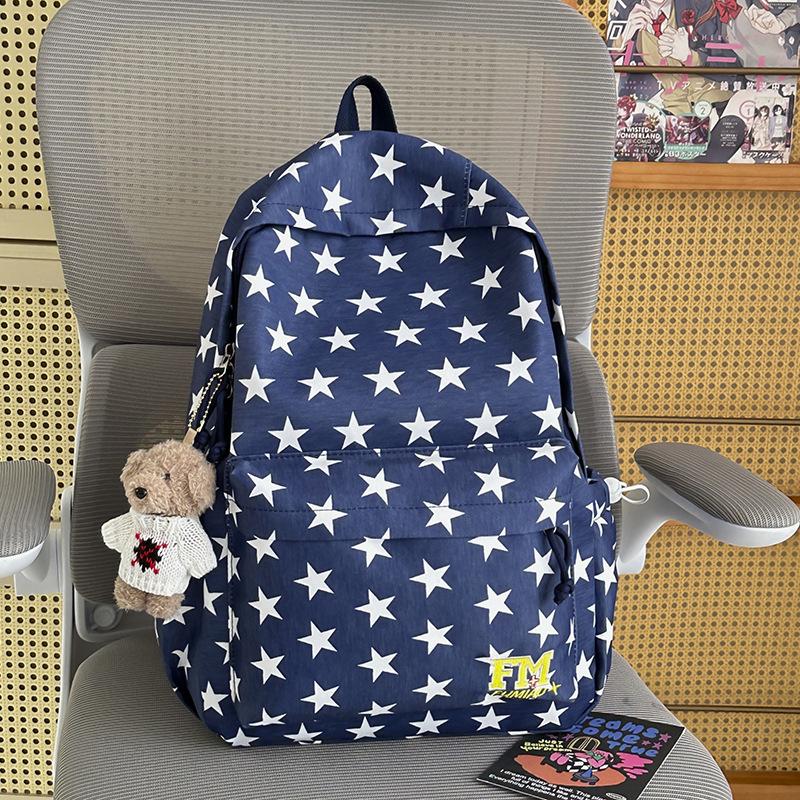 Schoolbag Handsome Mijia New College Style Star Printed Backpack Female Students Large Capacity Lightweight School Bag Junior High School Backpack