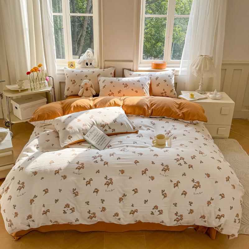 Romantic Floral Love Heart Duvet Cover Queen 4 Pcs Kawaii Strawberry Bedding Set For Girl Teen Reversible Pink Comforter Cover