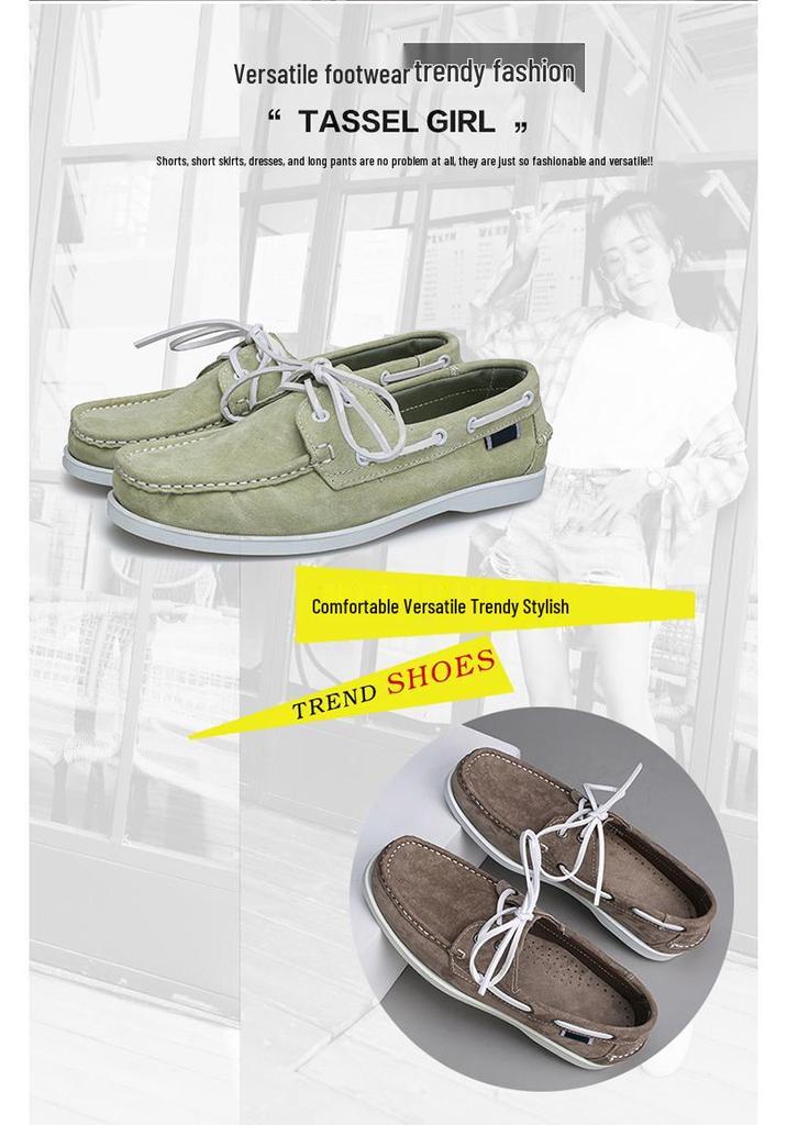 Men's Plus Size Genuine Leather Boat Shoes - British Style, Versatile Casual Lace-up Shoes