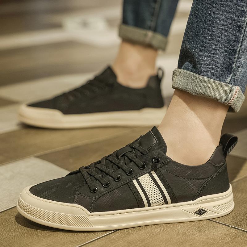 

Европейская станция 2025 Дышащая Мода Легкая Роскошь Мужская Обувь Ткань Тренд Универсальная Британская Повседневная парусиновая обувь Кеды Мужские 44 чёрный