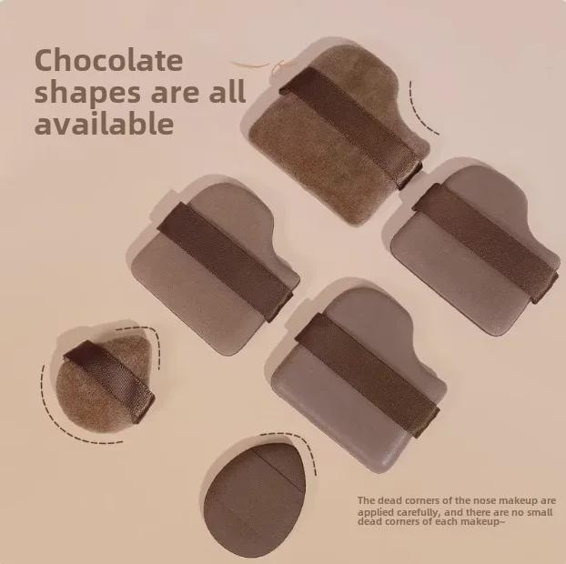 Guo Xiaoniu stílusú kettős felhasználású csokoládés keksz puff: Szuperpuha, bolyhos bőrből készült, nedves/száraz, nem nedvszívó alapozó eszköz.