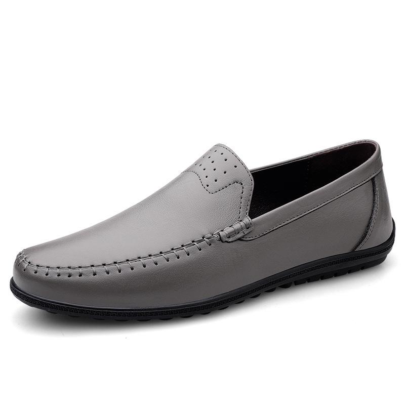 Men s Versatile Breathable Leather Loafers Slip-on British Business Shoes 39 серый