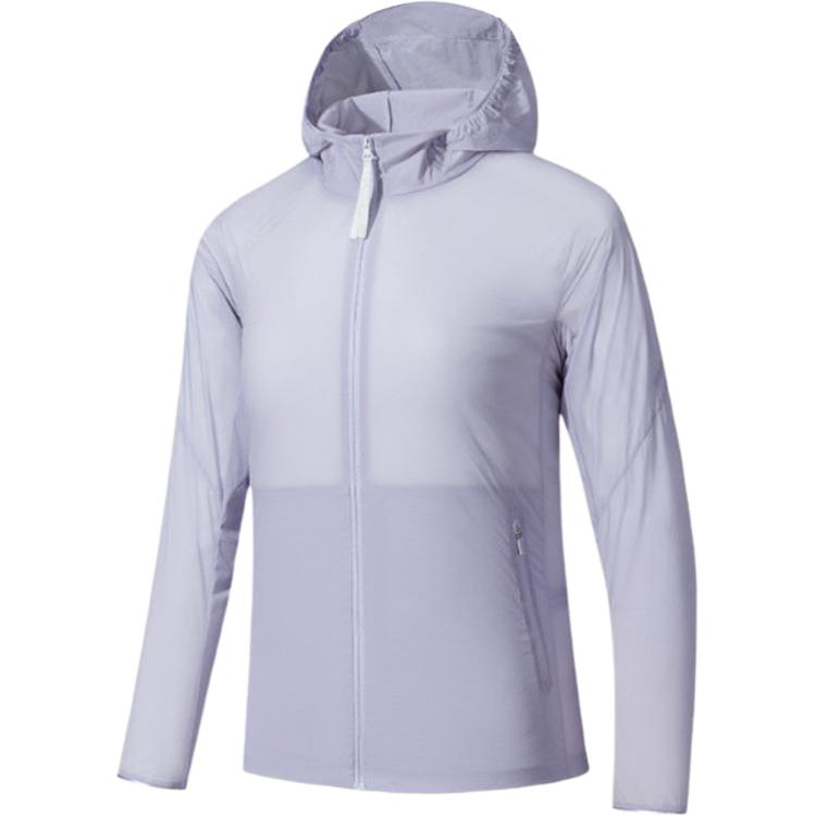 Anta Comfortable Casual Minimalist Color-Block Lightweight Hooded Zip Jacket Women Jackets Gray-Mist-Purple 162520611-3