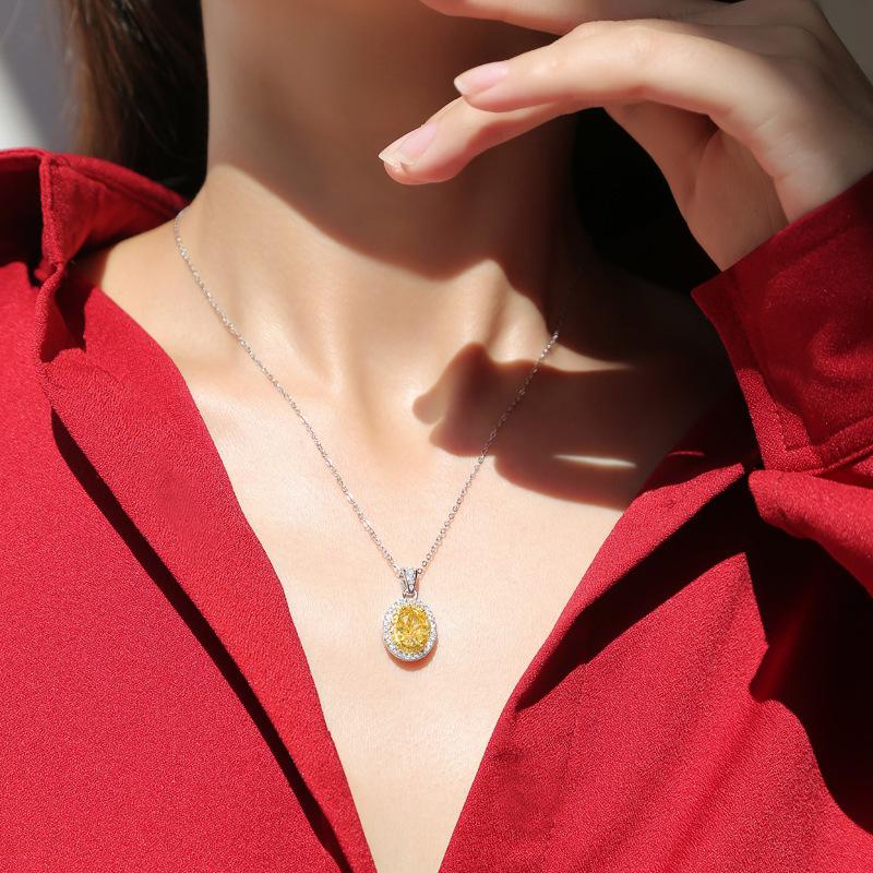 Tancise S925 Sterling sølv 7A Zircon Luxury Personlighet anheng Halskjede kvinners klassisk tidevann sukker full av Wild Clavicle Chain.