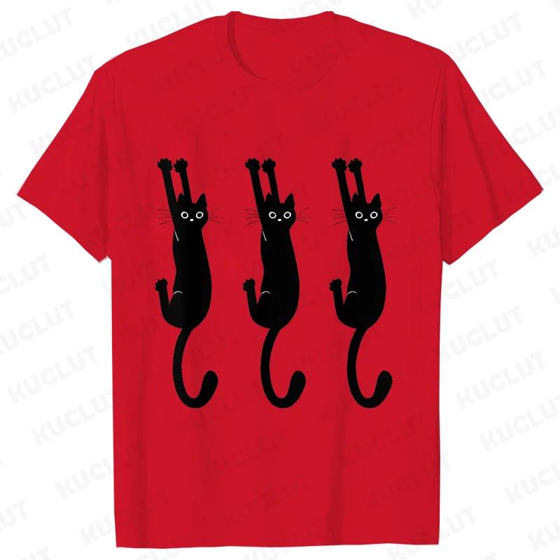 Funny Black Cat Men T-shirt Summer Harajuku Fashion Male Breathable Aesthetic Oversized Clothing Ulzzang Tees Graphic Y2k Tops