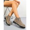 Plus Size Leopard Print Platform Martin Boots 2025 Winter New Side Zipper Round Toe Booties for Women