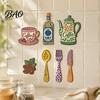 Wooden Wall Ornaments 7Pcs Coffee Themed Decor, 2D Flat Farmhouse Kitchen Art Plaques, Country Style for Dining Room Cafe Home Decoration Customizable