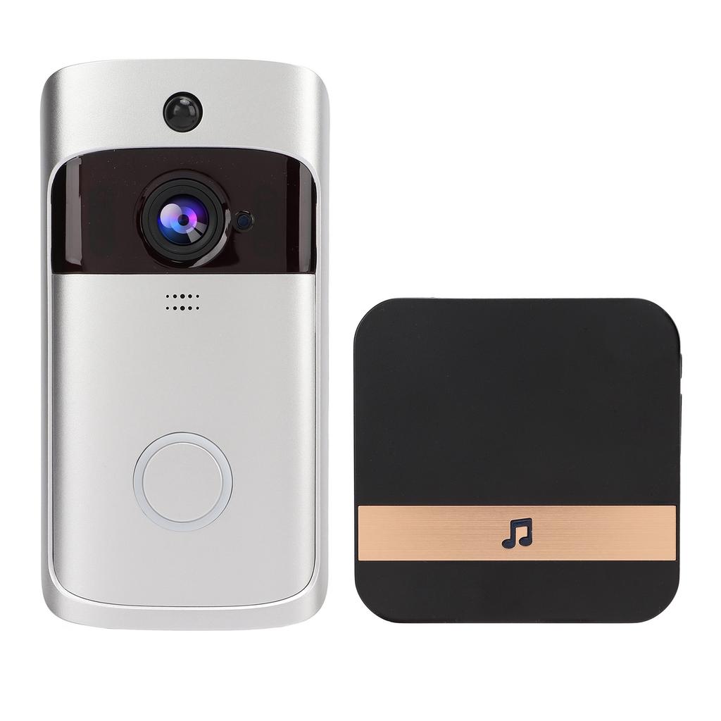 Intelligent trådløs WIFI-videodørklokke med app-fjernkontroll Intercom PIR-bevegelsesdeteksjon Sølv