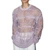 Maglie da Uomo Girocollo Manica Lunga Maglietta Lavorata a Maglia Abbigliamento Uomo Retro Traforato Rete Maglie Lavorate a Maglia Primavera Streetwear