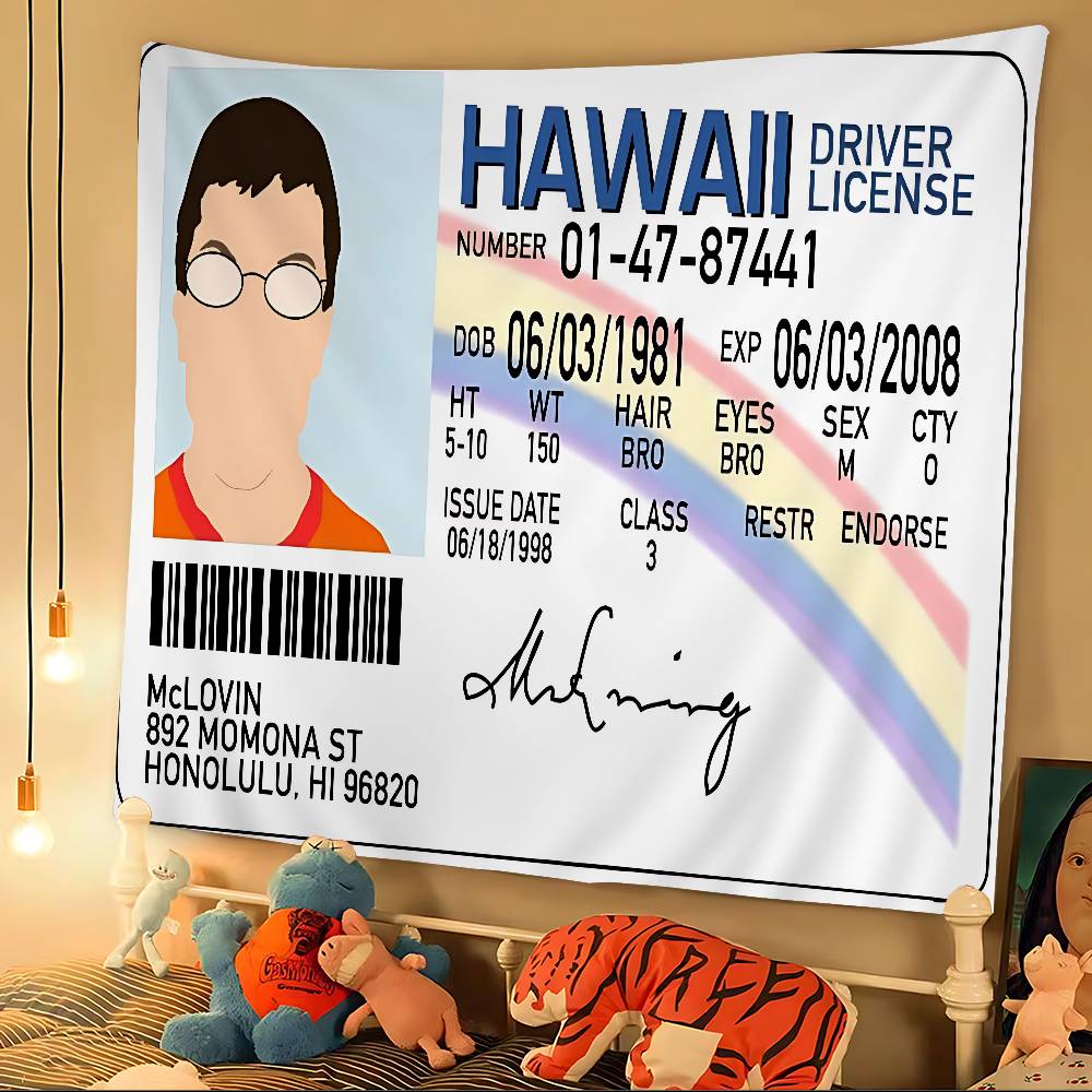 Mclovin Movie Superbad Printed Large Wall Tapestry Hanging Tarot Hippie Wall Rugs Dorm Cheap Hippie Wall Hanging